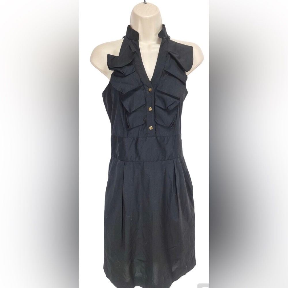 Express Design Studio Black Gold Buttons Sleeveless Dress Ladies Casual Summer